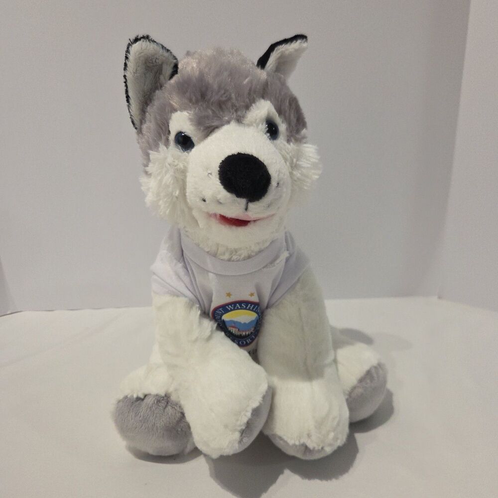 Husky Dog Plush Teddy Mountain W/ Mount Washington Resort Bretton Woods Shirt